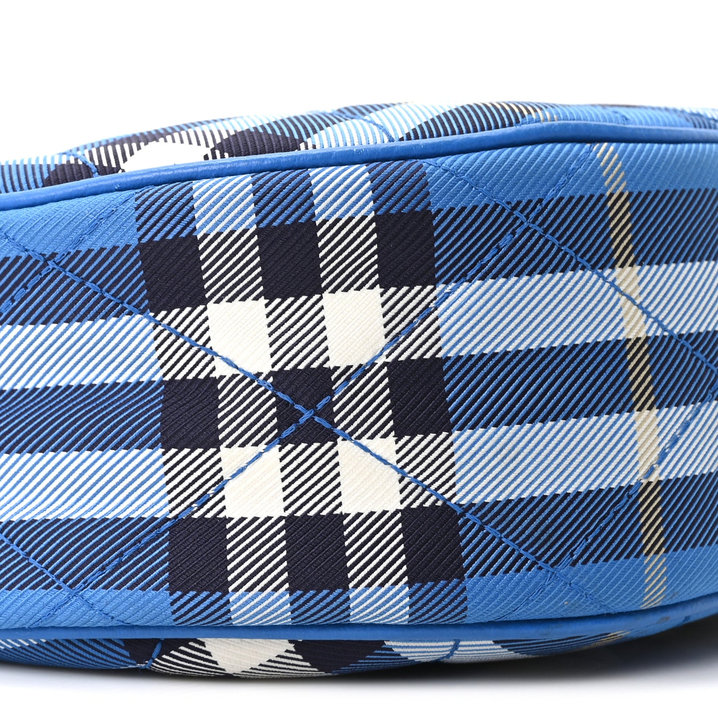 Nylon Check Horseshoe Crossbody Bag Hyacinth