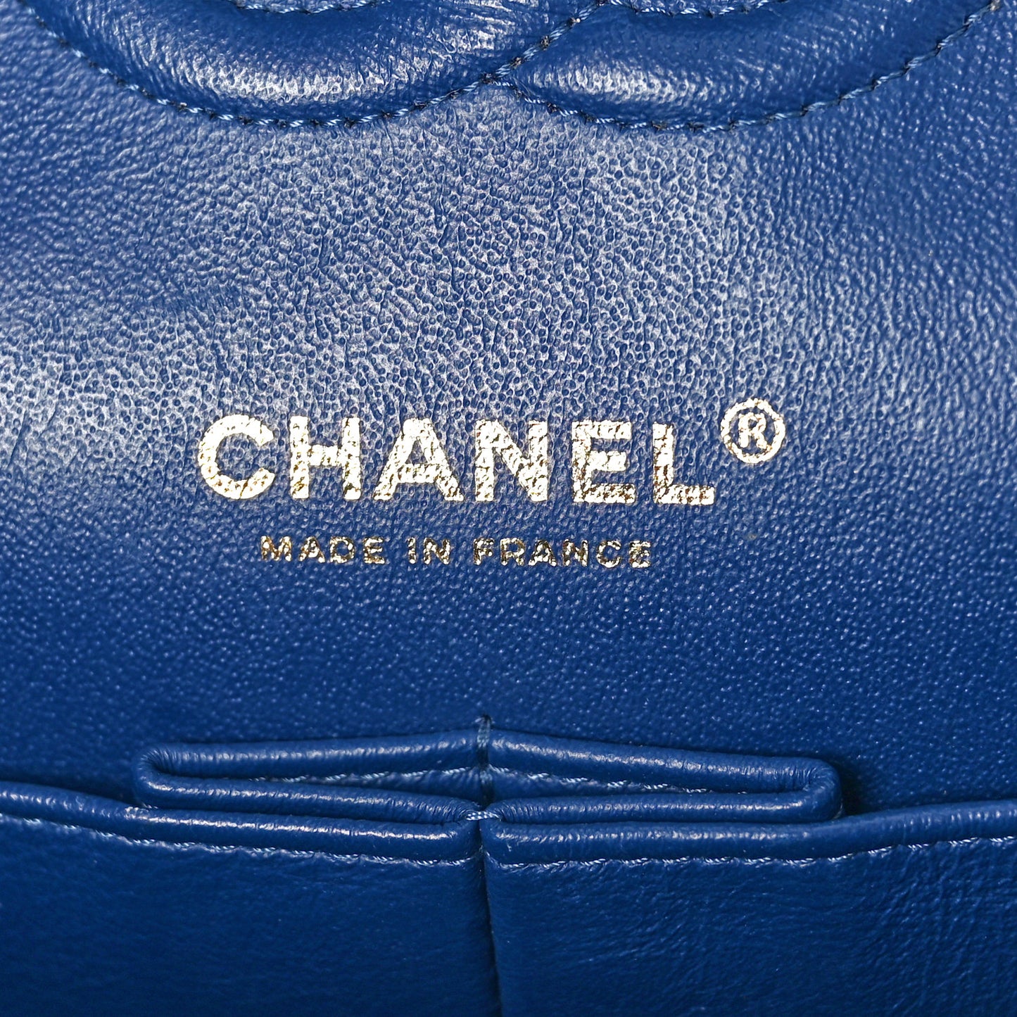 Denim Quilted Medium Double Flap Blue