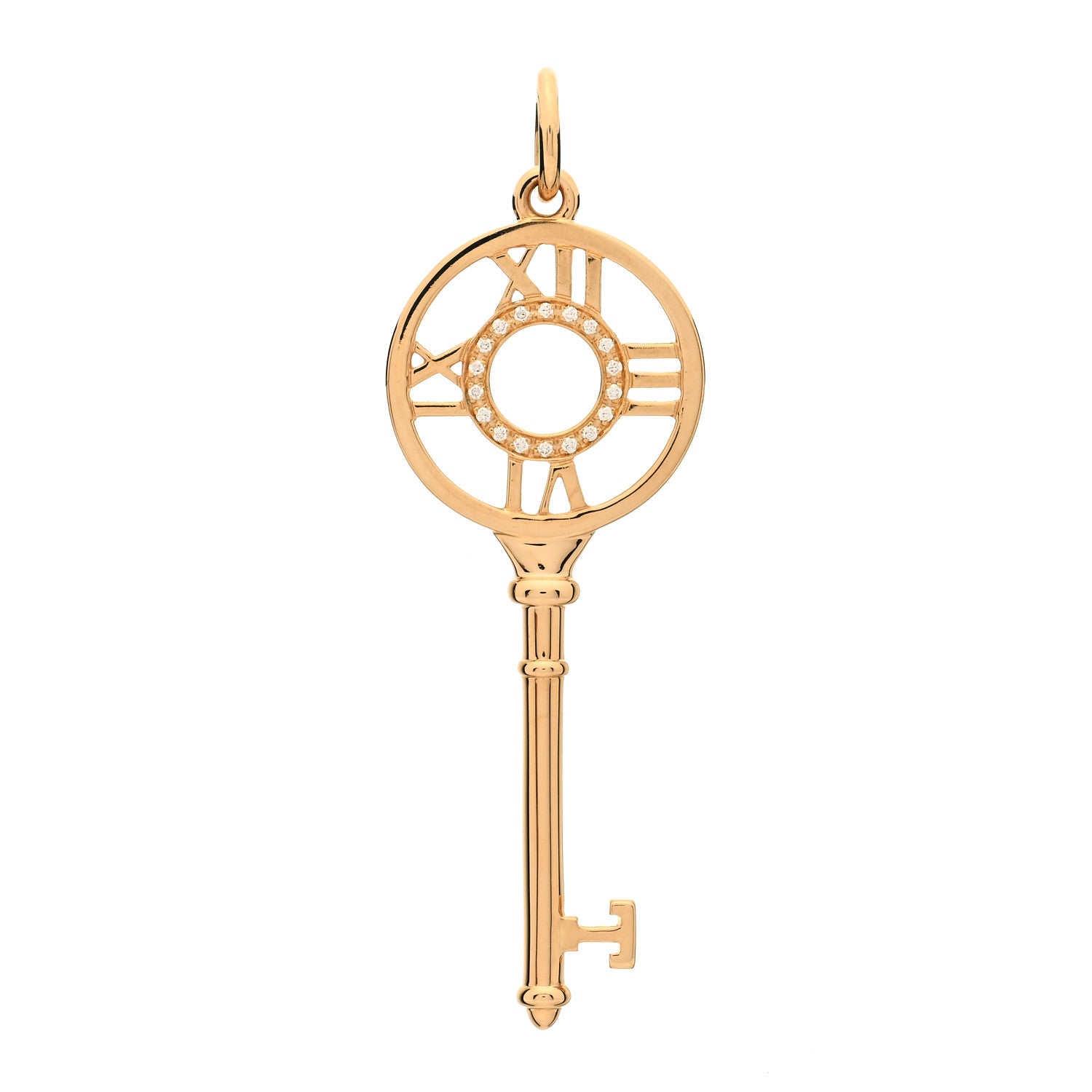 Tiffany 18K Rose Gold Diamond Atlas Key Pendant 1 of 3