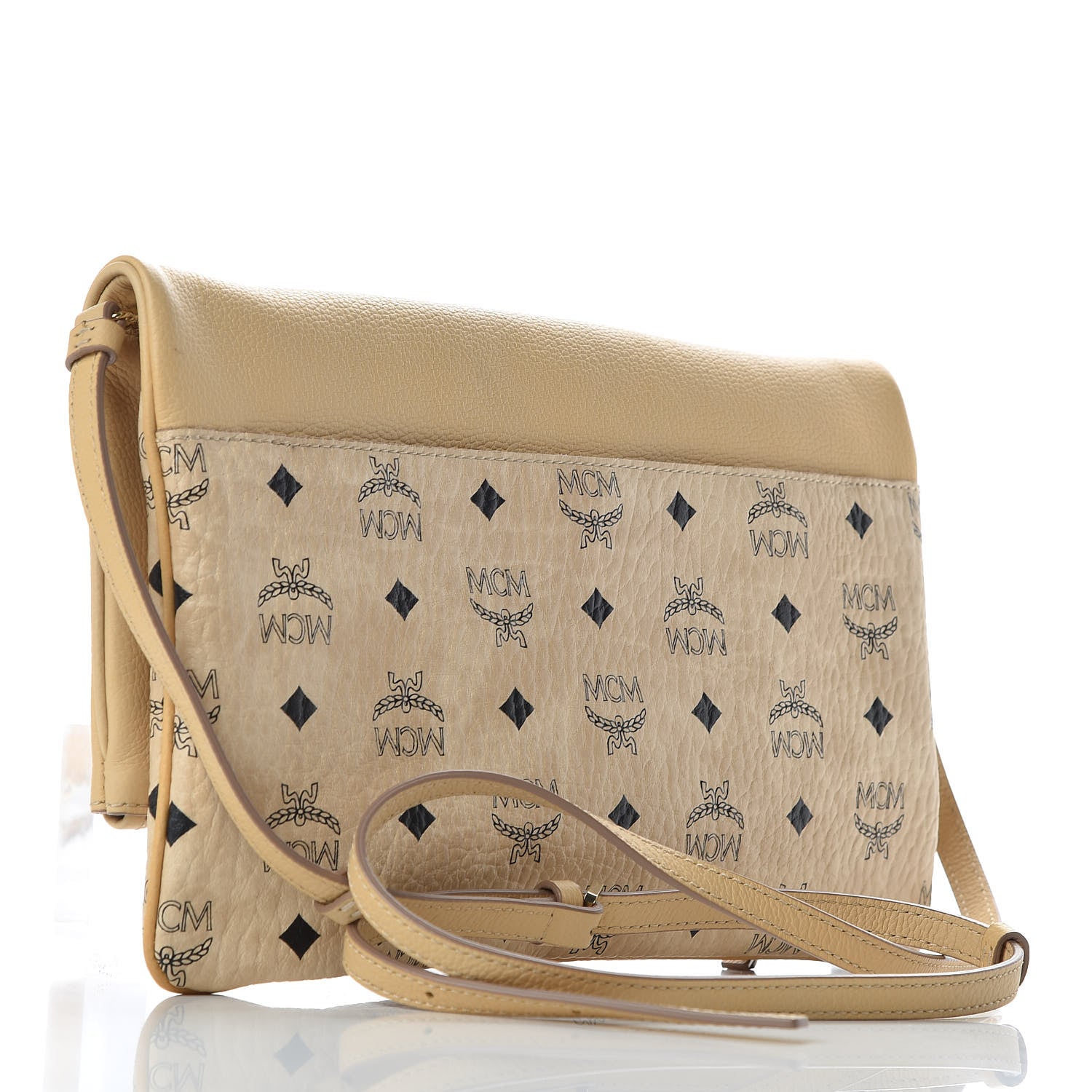 MCM Visetos Corina Foldover Crossbody Bag Latte Beige 3 of 10