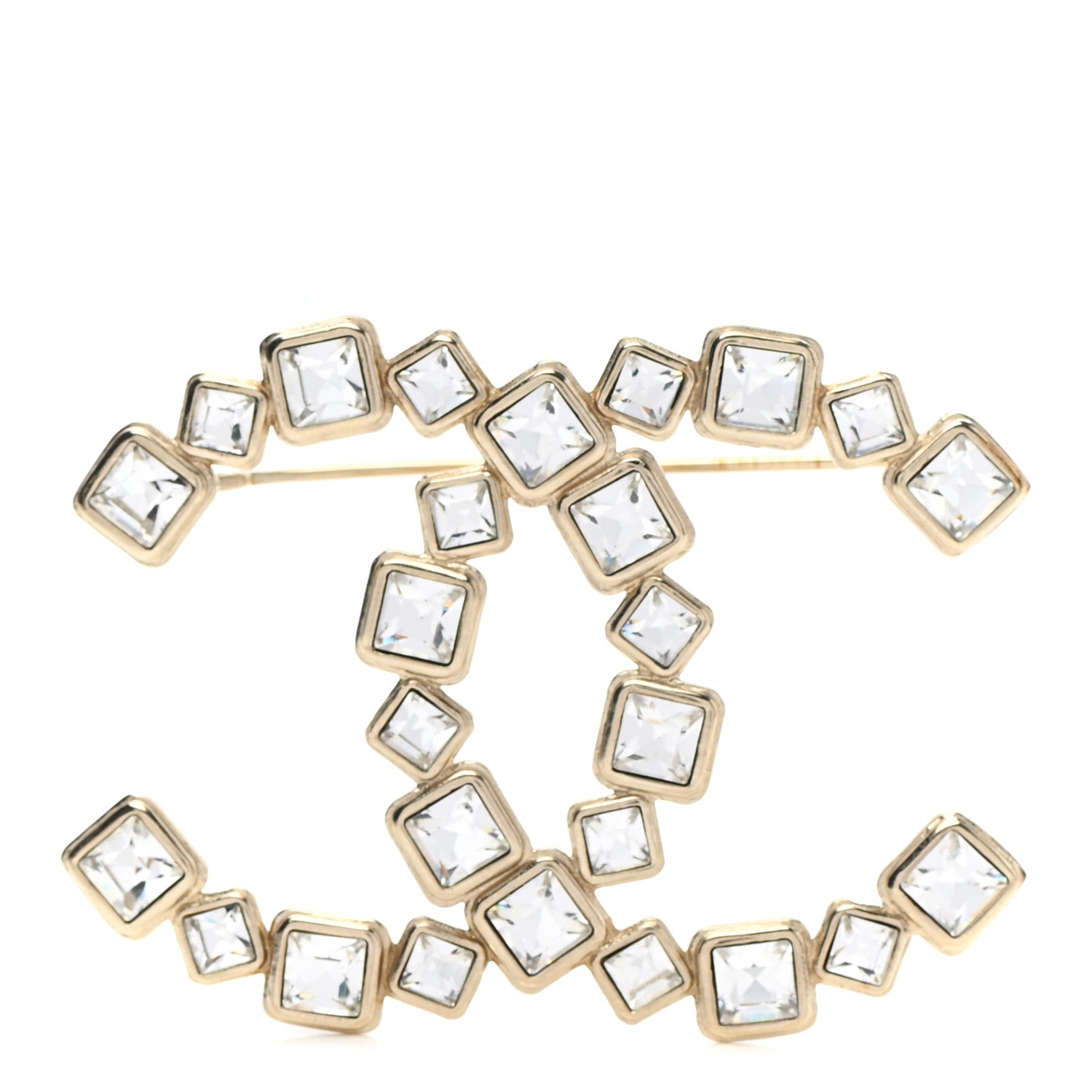Chanel Baguette Crystal CC Brooch Gold 1 of 6