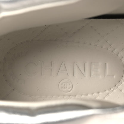 Chanel Iridescent Goatskin Womens High Top Sneakers 40.5 White Silver 9 of 10