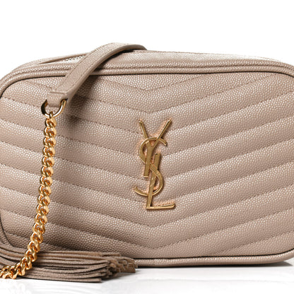 Saint Laurent Grain De Poudre Matelasse Monogram Mini Lou Camera Bag Dark Beige 8 of 14
