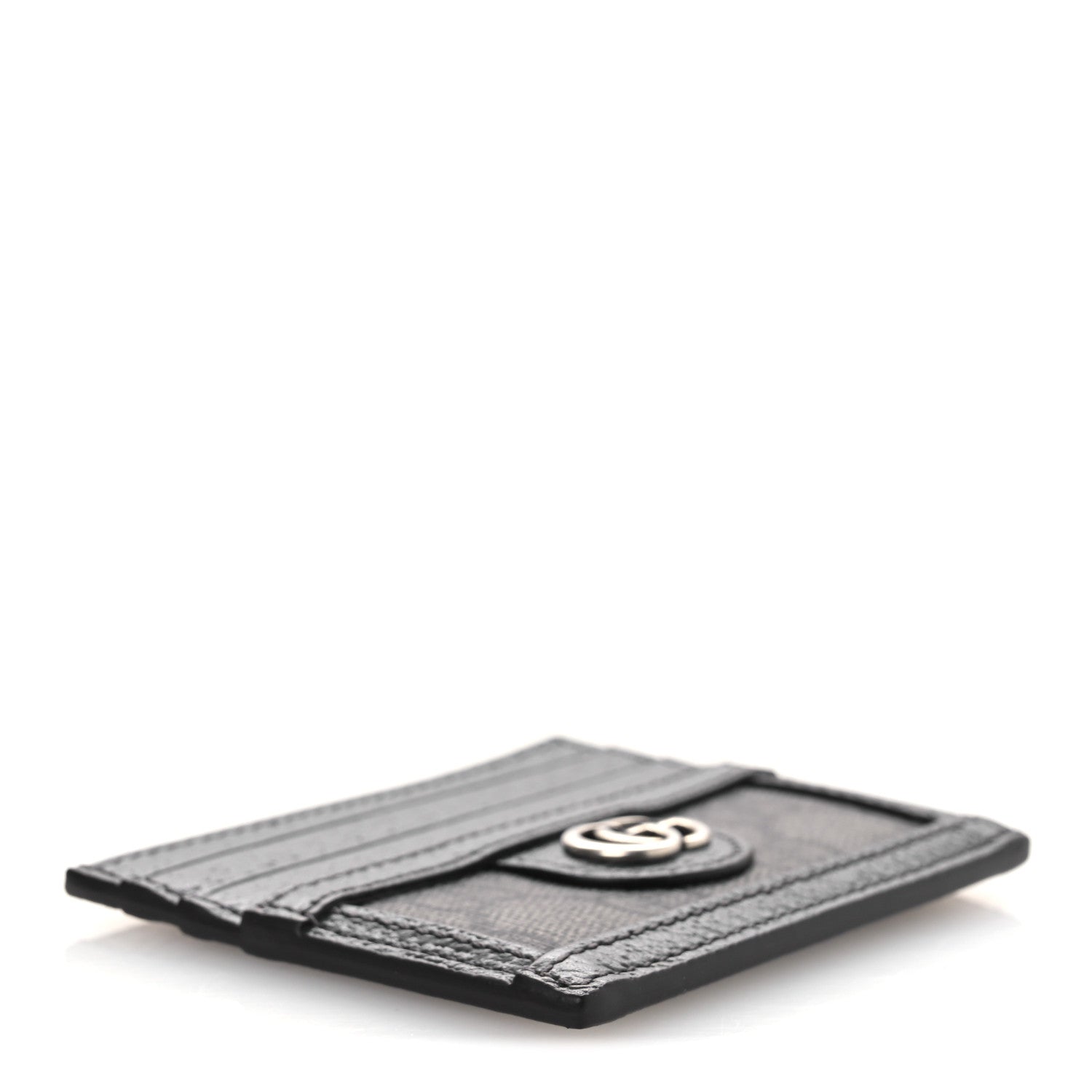 Gucci GG Supreme Monogram Textured Dollar Calfskin Ophidia Card Holder Grey Black Graphite Grey 4 of 6