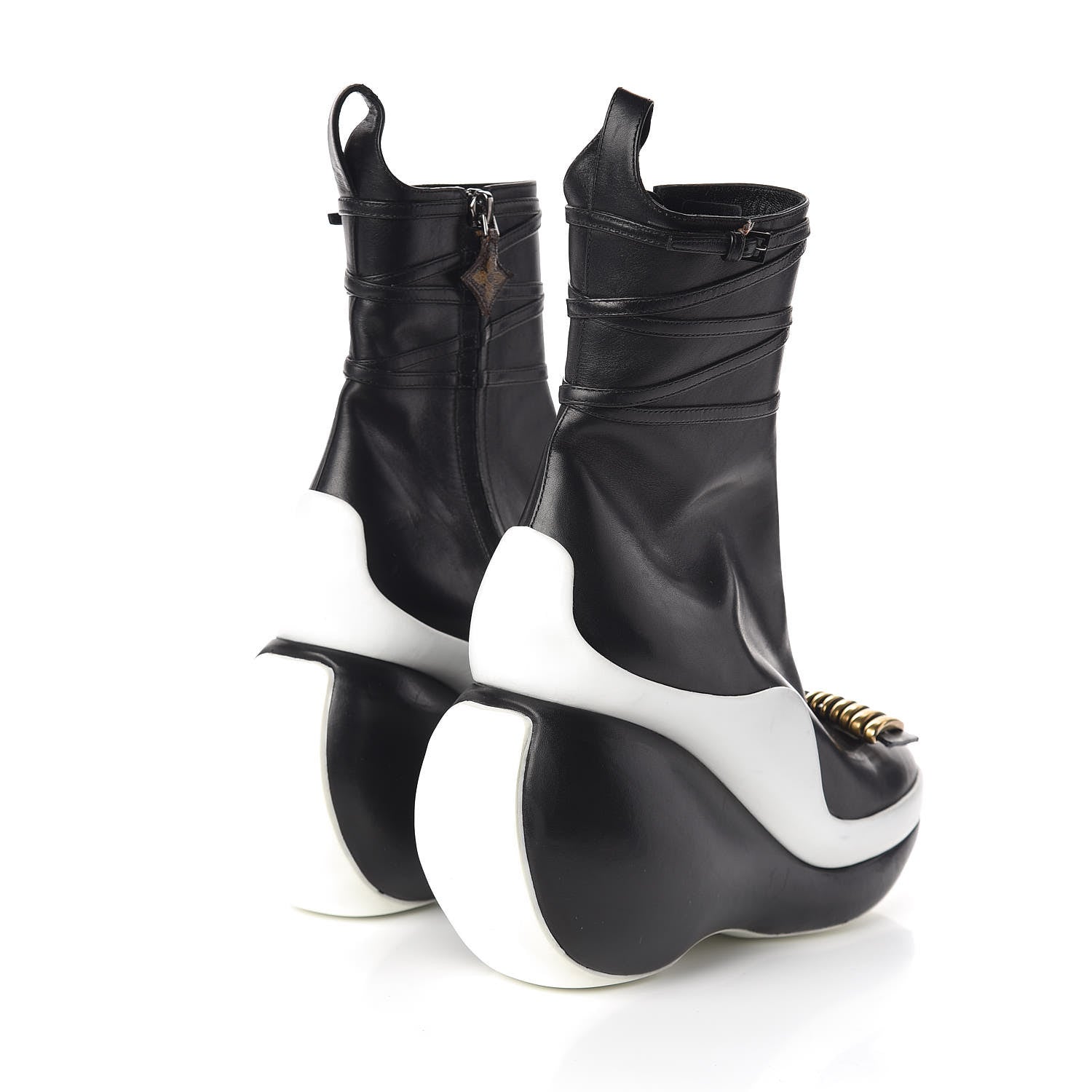 Louis Vuitton Calfskin Wedge Boot 38 Black 4 of 10