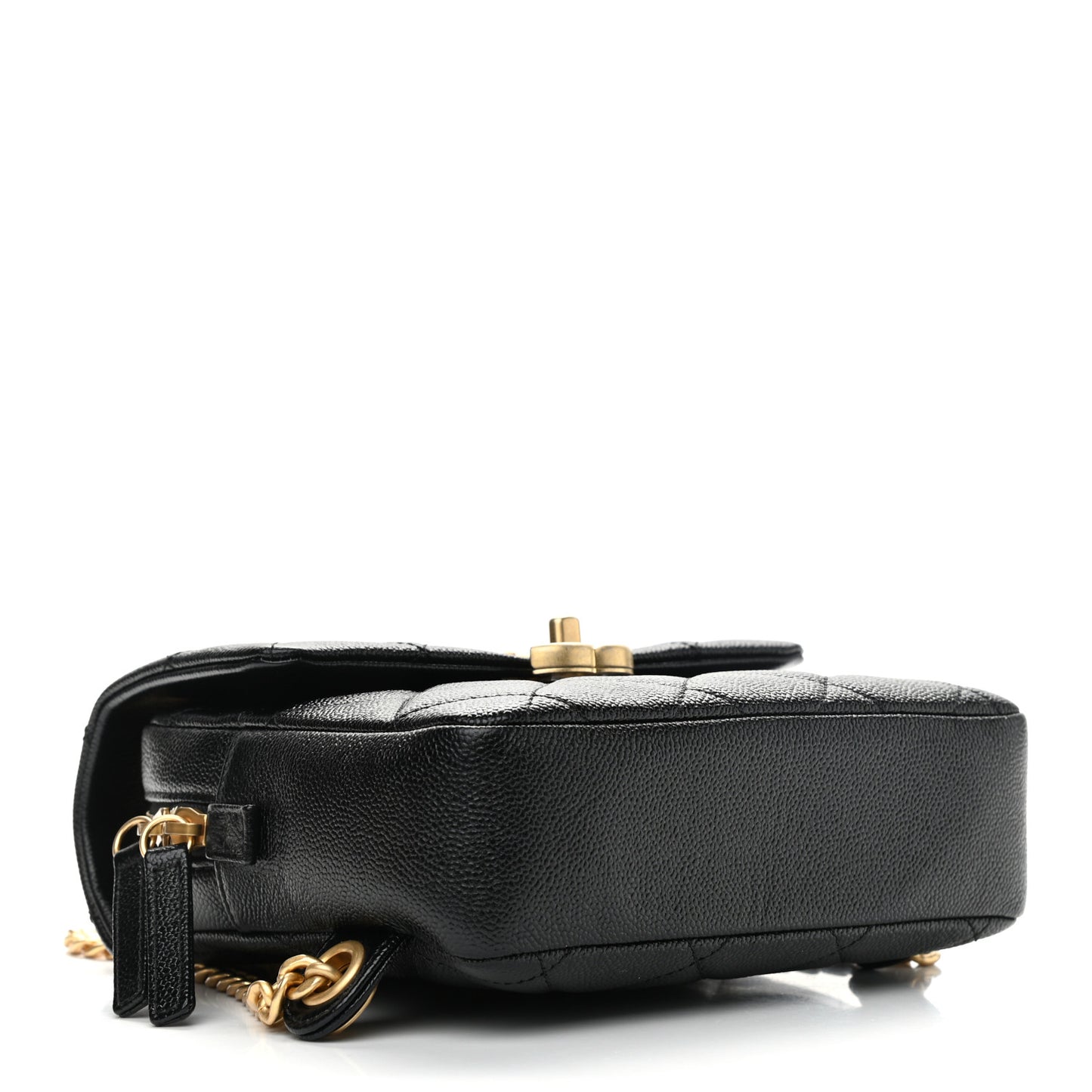 Shiny Caviar Quilted Chain Melody Backpack Black