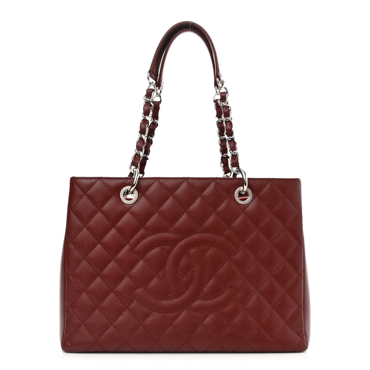 Caviar Quilted Grand Shopping Tote GST Dark Red