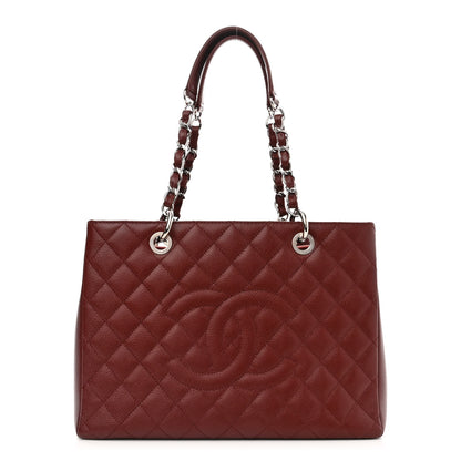 Chanel Caviar Quilted Grand Shopping Tote GST Dark Red 1 of 9