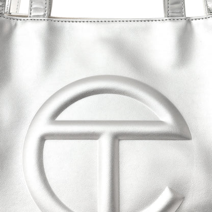 Telfar Metallic Vegan Leather Medium Shopping Bag Silver 8 of 12