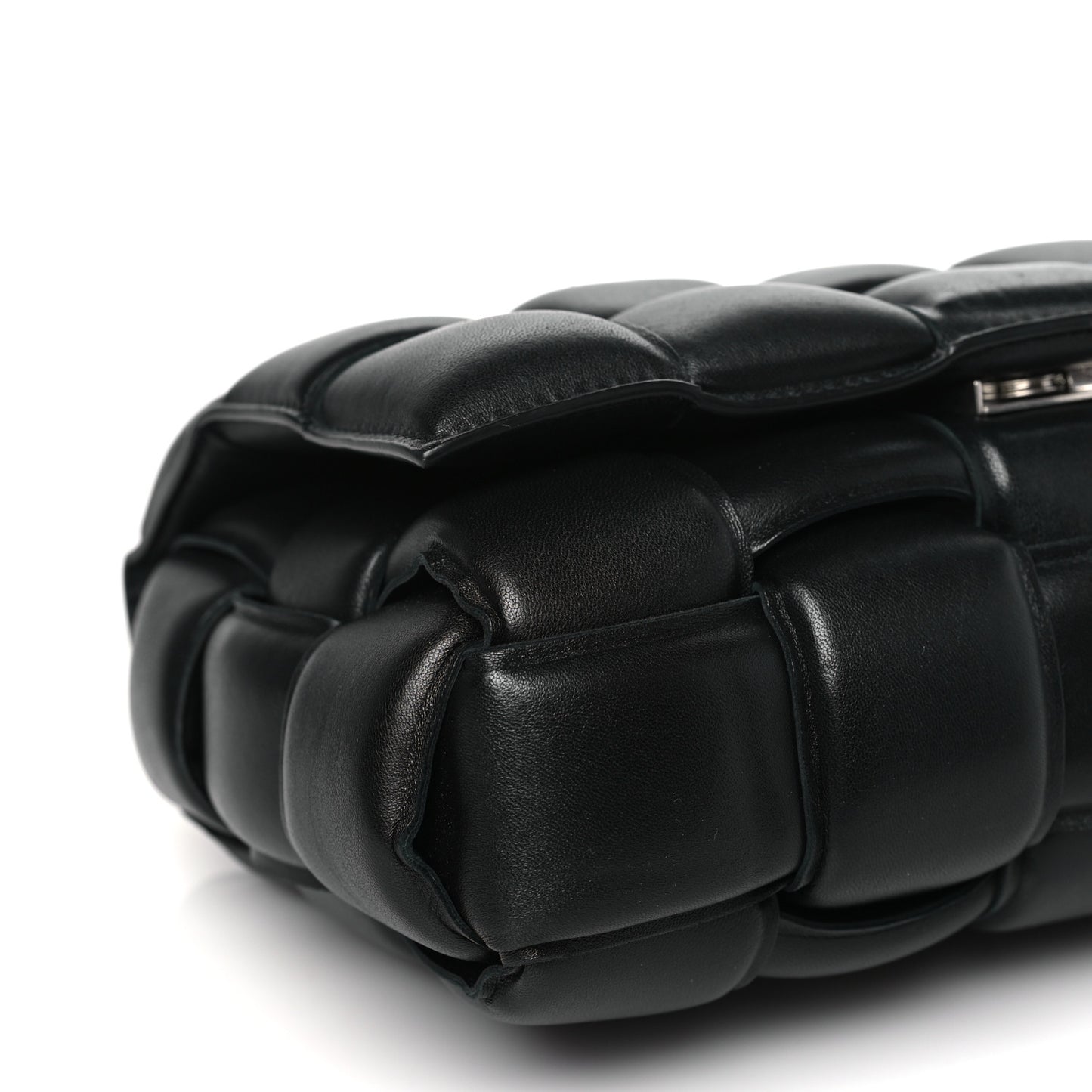 Lambskin Maxi Intreccio Padded Chain Cassette Crossbody Bag Black