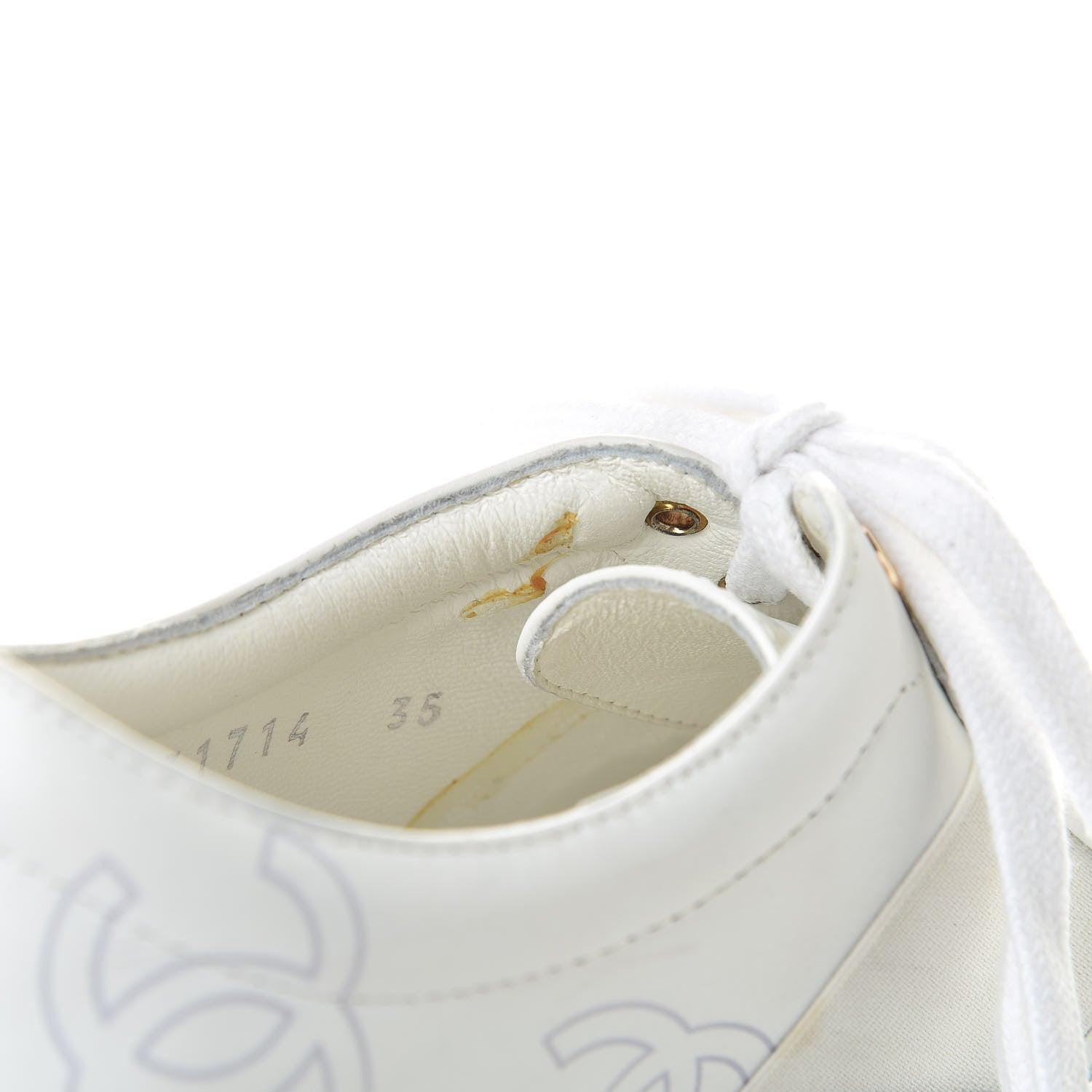 Chanel Calfskin Womens CC Sneakers 35 White 9 of 12