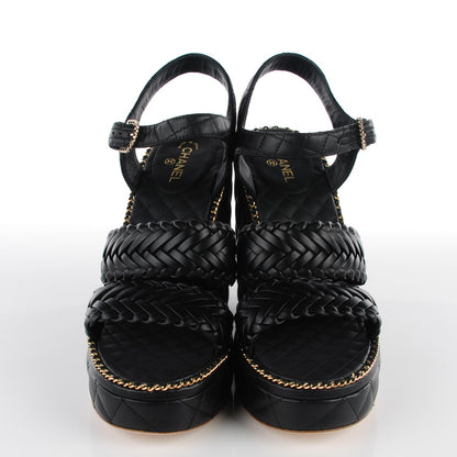 Chanel Calfskin Quilted Chain Sandals Black 39.5 2 of 8