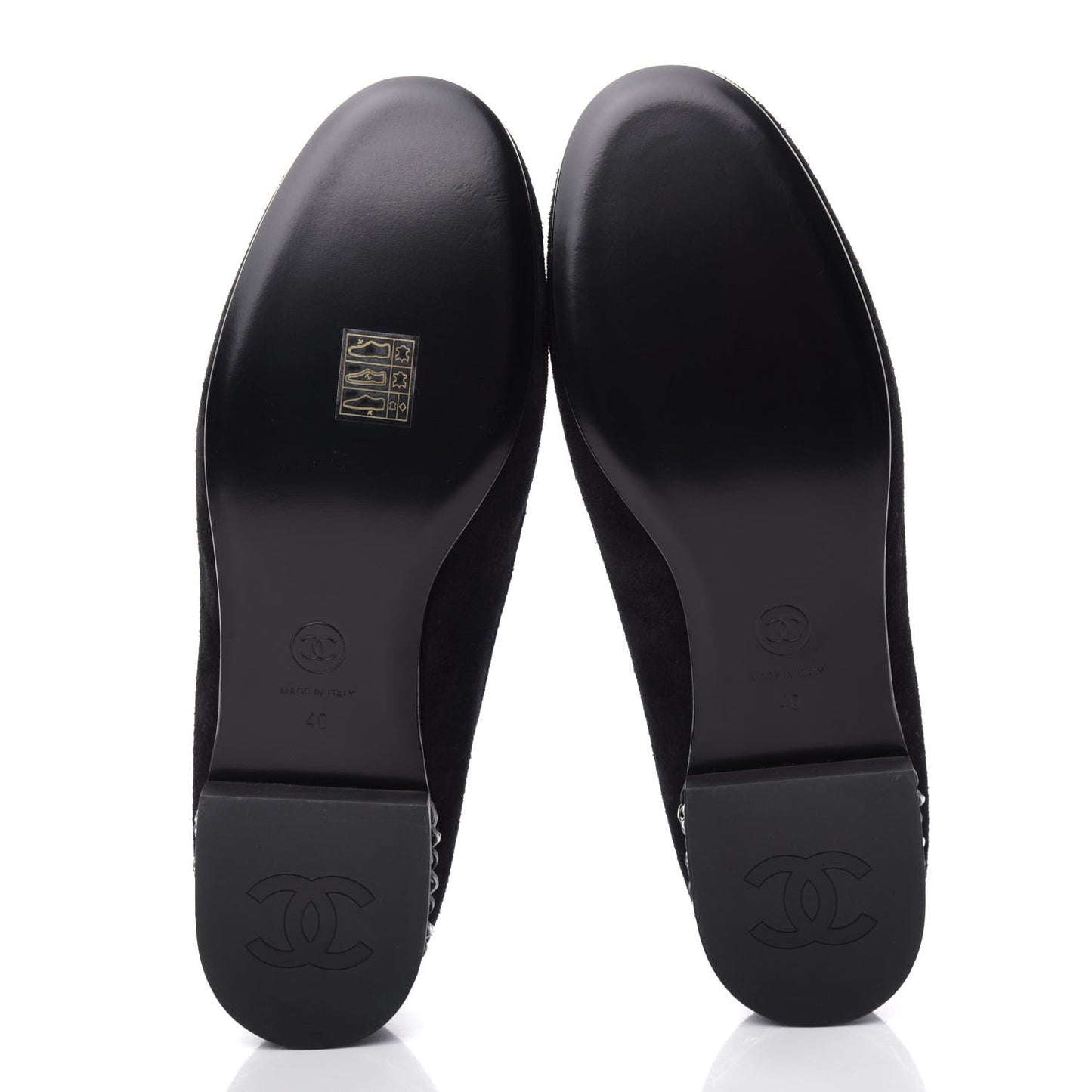 Suede Lambskin CC Chain Mocassin Loafers 40 Black
