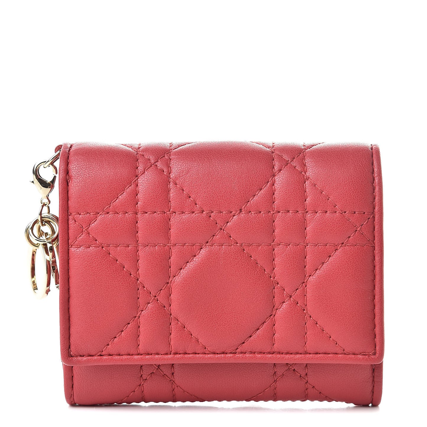 Lambskin Cannage Lady Dior Lotus Wallet Rusty Red