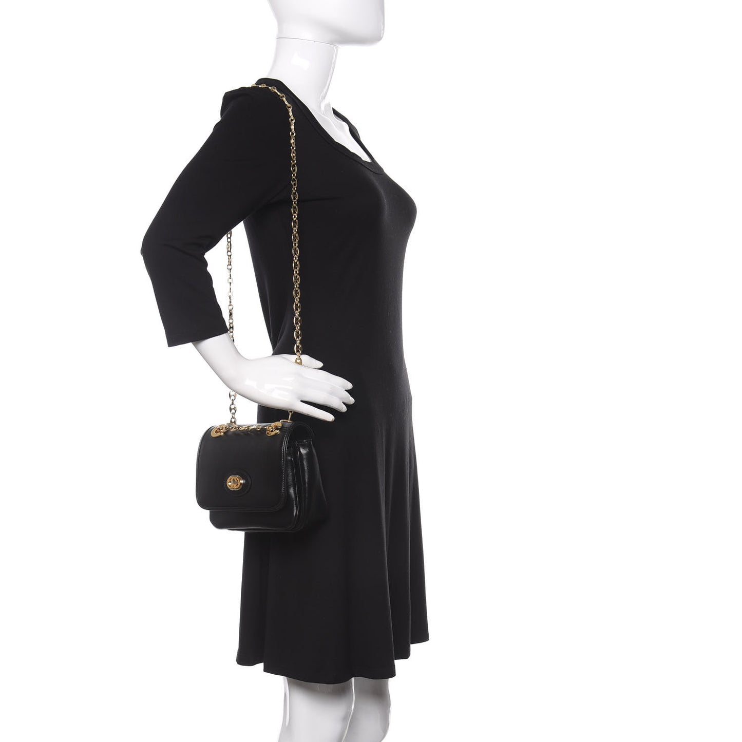 Azalea Calfskin Mini Marina Chain Shoulder Bag Black