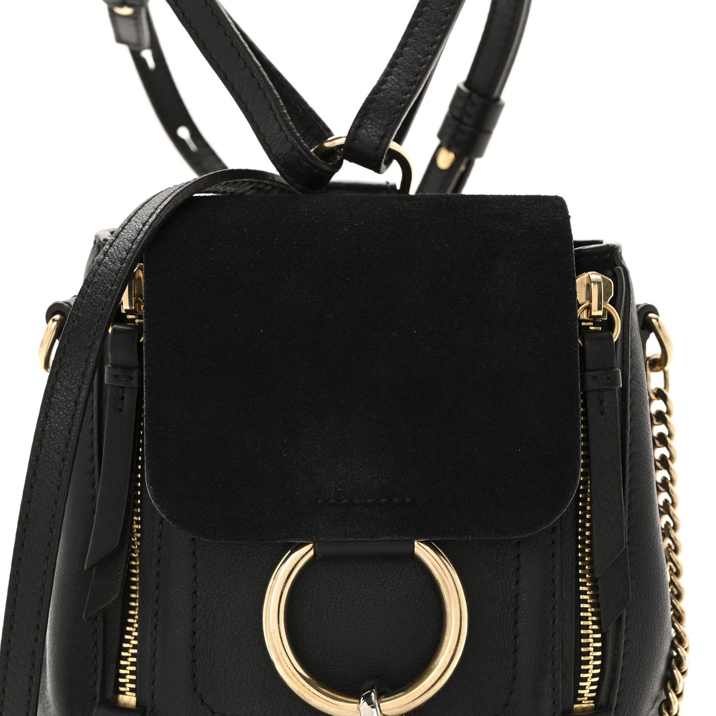 Suede Calfskin Mini Faye Backpack Black