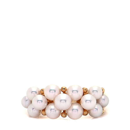 Mikimoto 18K Yellow Gold Akoya Pearl 3-4mm Cluster Ring 50 5.25 1 of 5