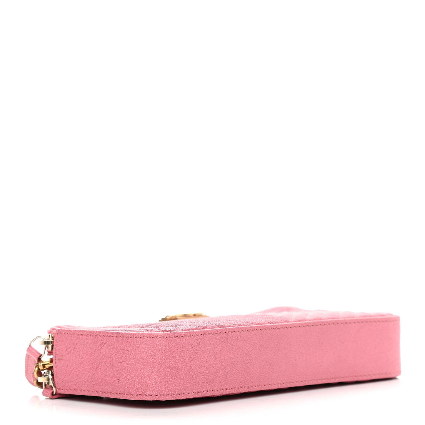 Caviar Chevron Small Boy Clutch With Chain Pink