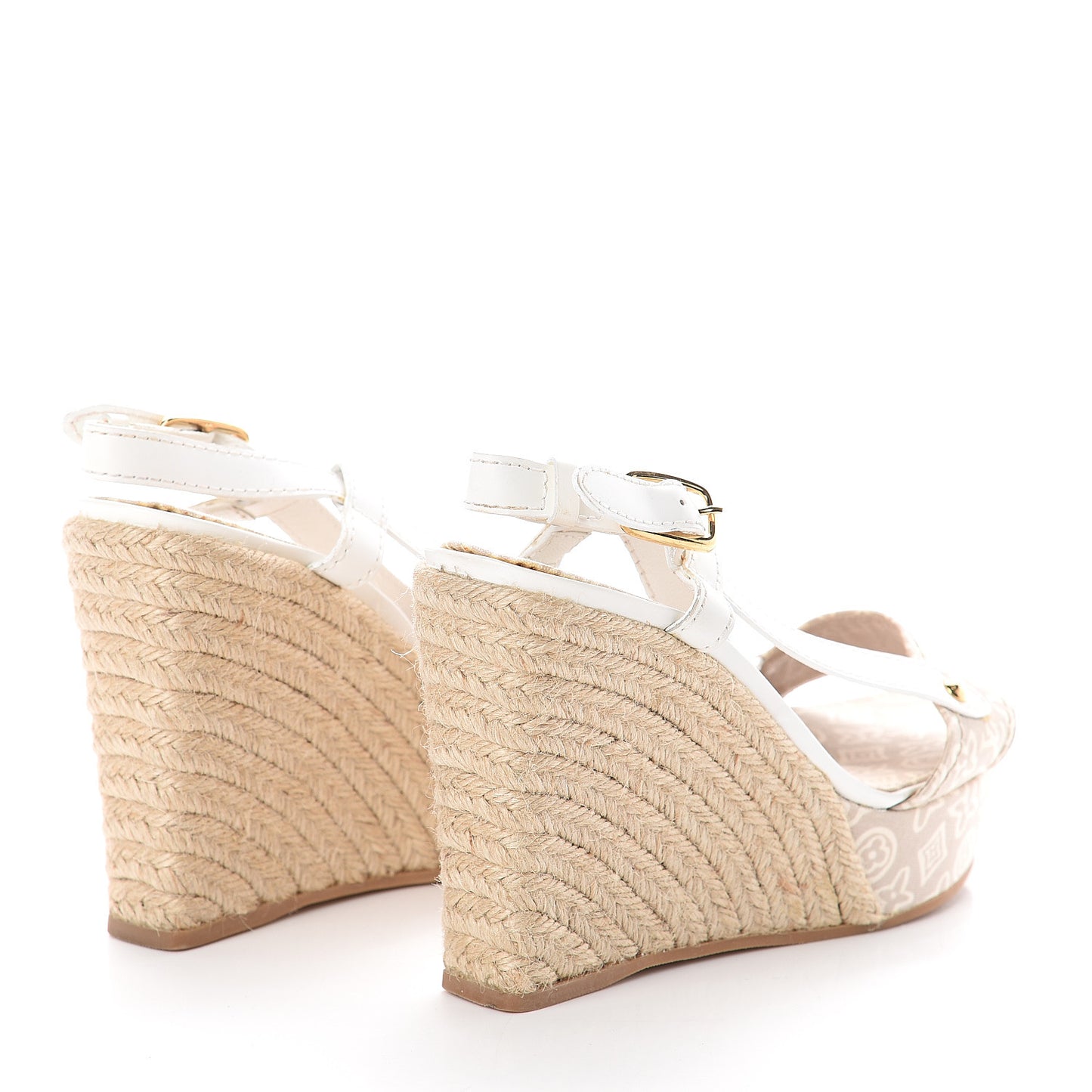 Canvas Tahitienne Espadrille Wedges 39.5 Beige