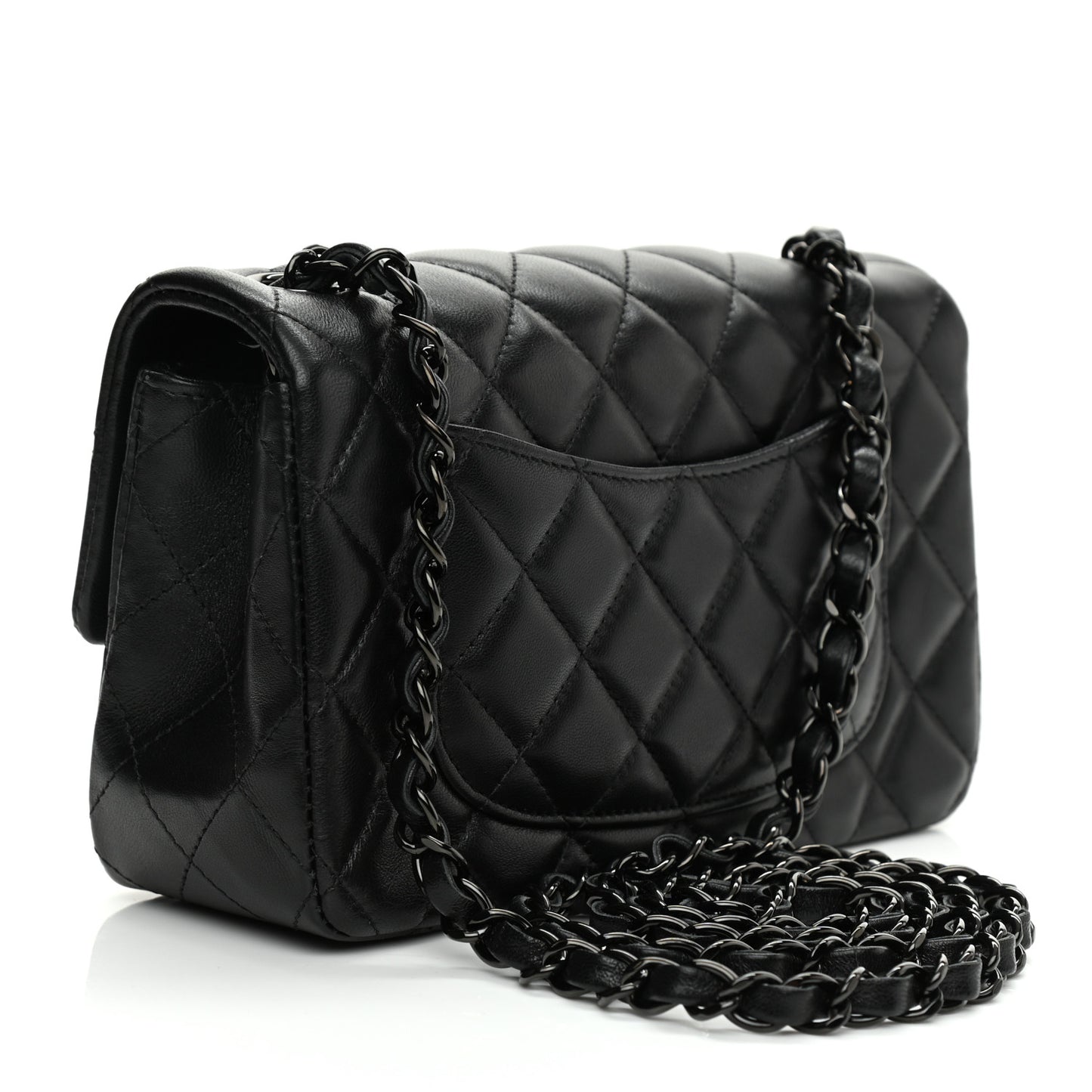 Lambskin Quilted Mini Rectangular Flap So Black