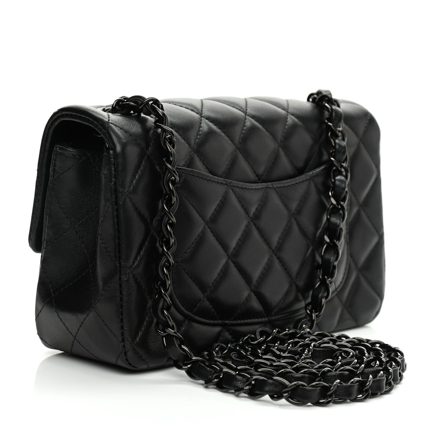 Chanel Lambskin Quilted Mini Rectangular Flap So Black 3 of 9