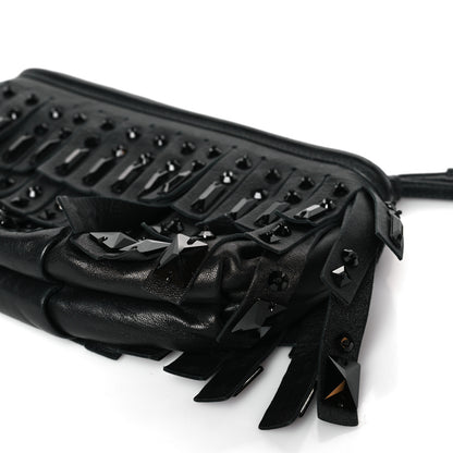 Prada Nappa Jeweled Fringe Wristlet Clutch Black 9 of 9