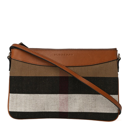 Burberry Mega Check Peyton Crossbody Clutch Bag Saddle Brown 1 of 12