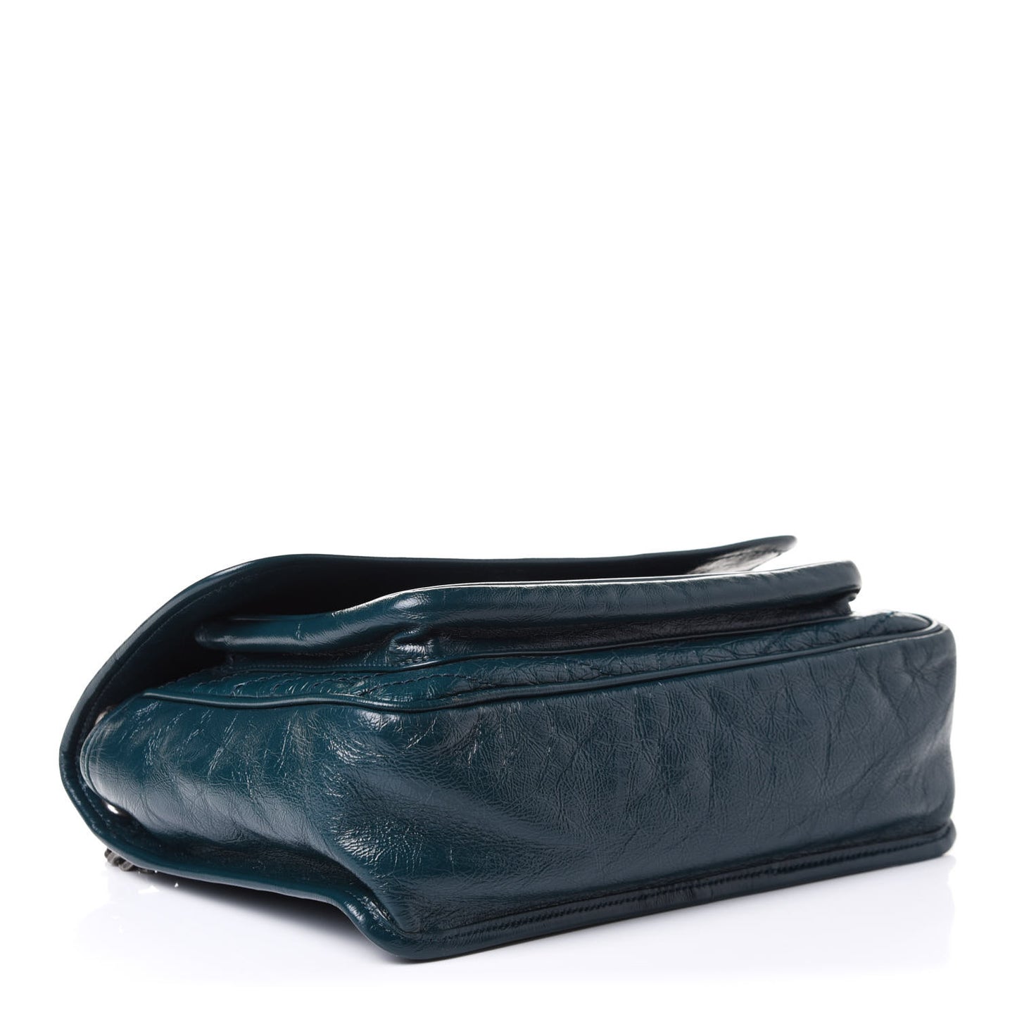 Crinkled Calfskin Matelasse Monogram Medium Niki Chain Satchel Peacock Green