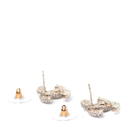 Chanel Crystal Timeless CC Earrings Light Gold 3 of 4