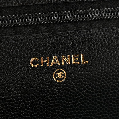Chanel Caviar Quilted Textured CC Wallet On Chain WOC Black 7 of 14