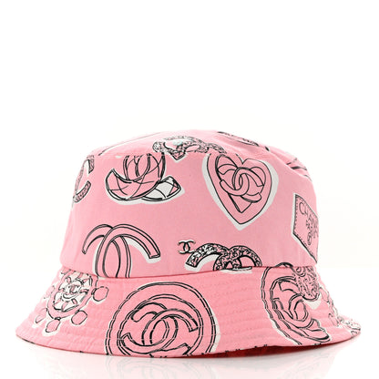 Chanel Cotton Heart Print Bucket Hat S Rose 5 of 7