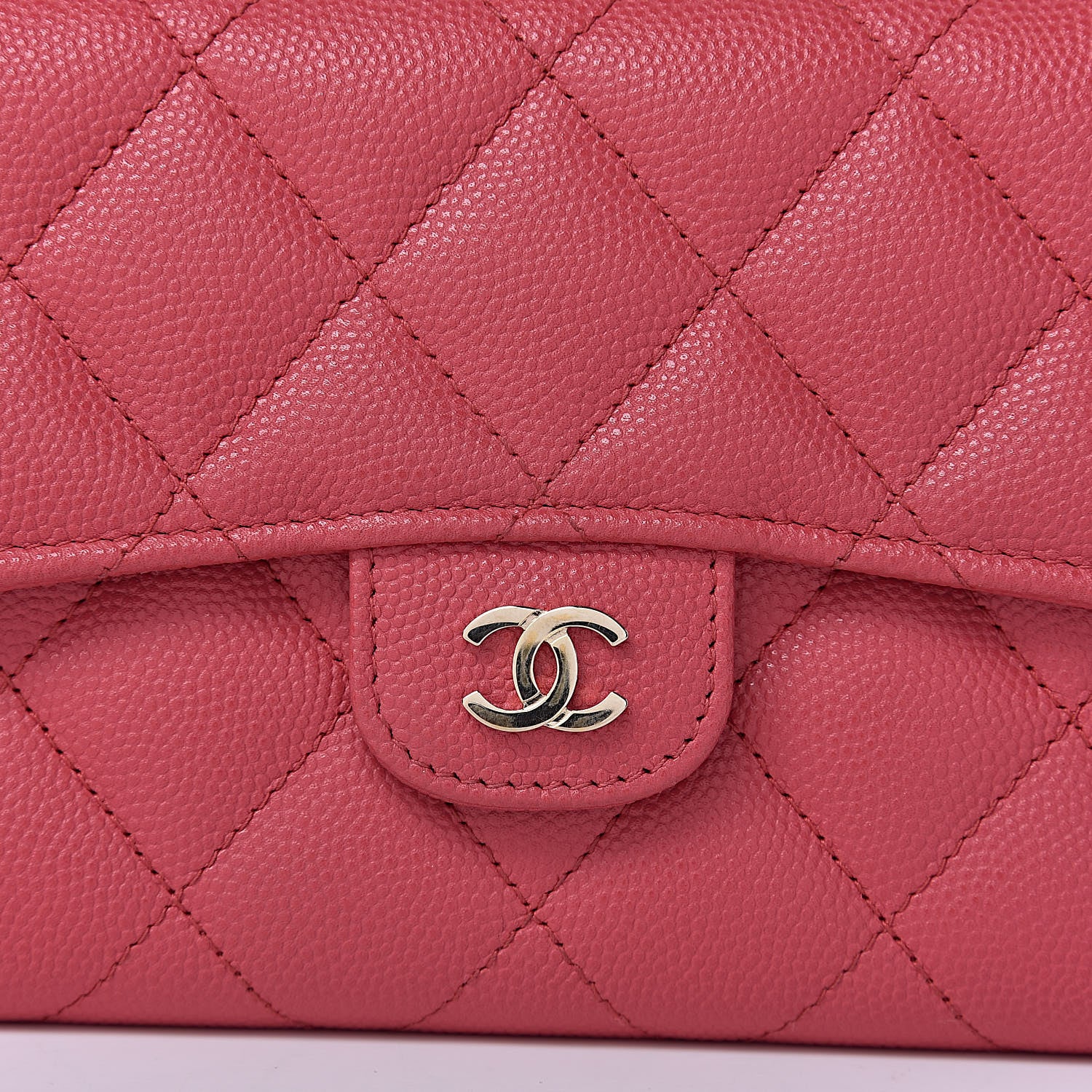 Chanel Caviar Quilted Large Gusset Flap Wallet Pink 9 of 10