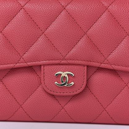 Chanel Caviar Quilted Large Gusset Flap Wallet Pink 9 of 10