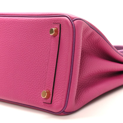 Hermes Togo Horseshoe Birkin 25 Rose Pourpre Cassis 10 of 11