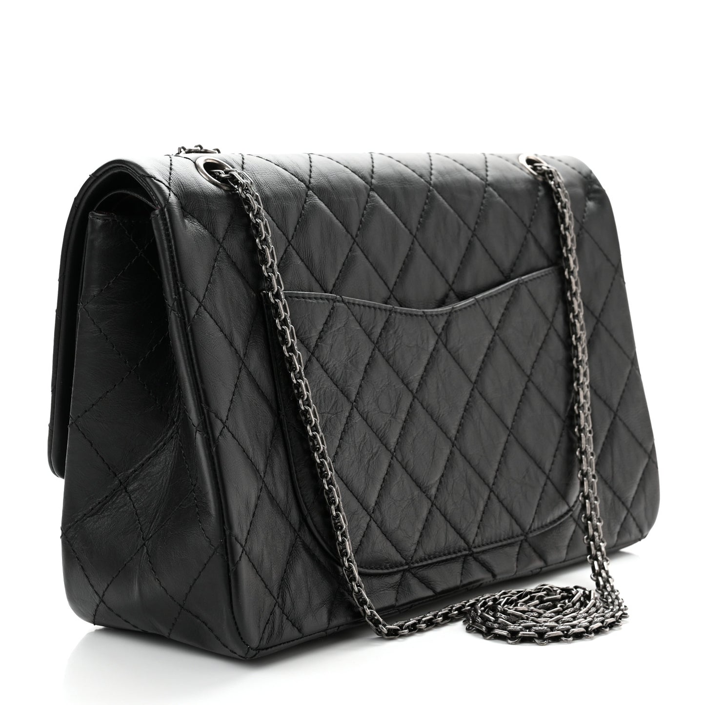 Aged Calfskin Quilted 2.55 Reissue 227 Flap Black