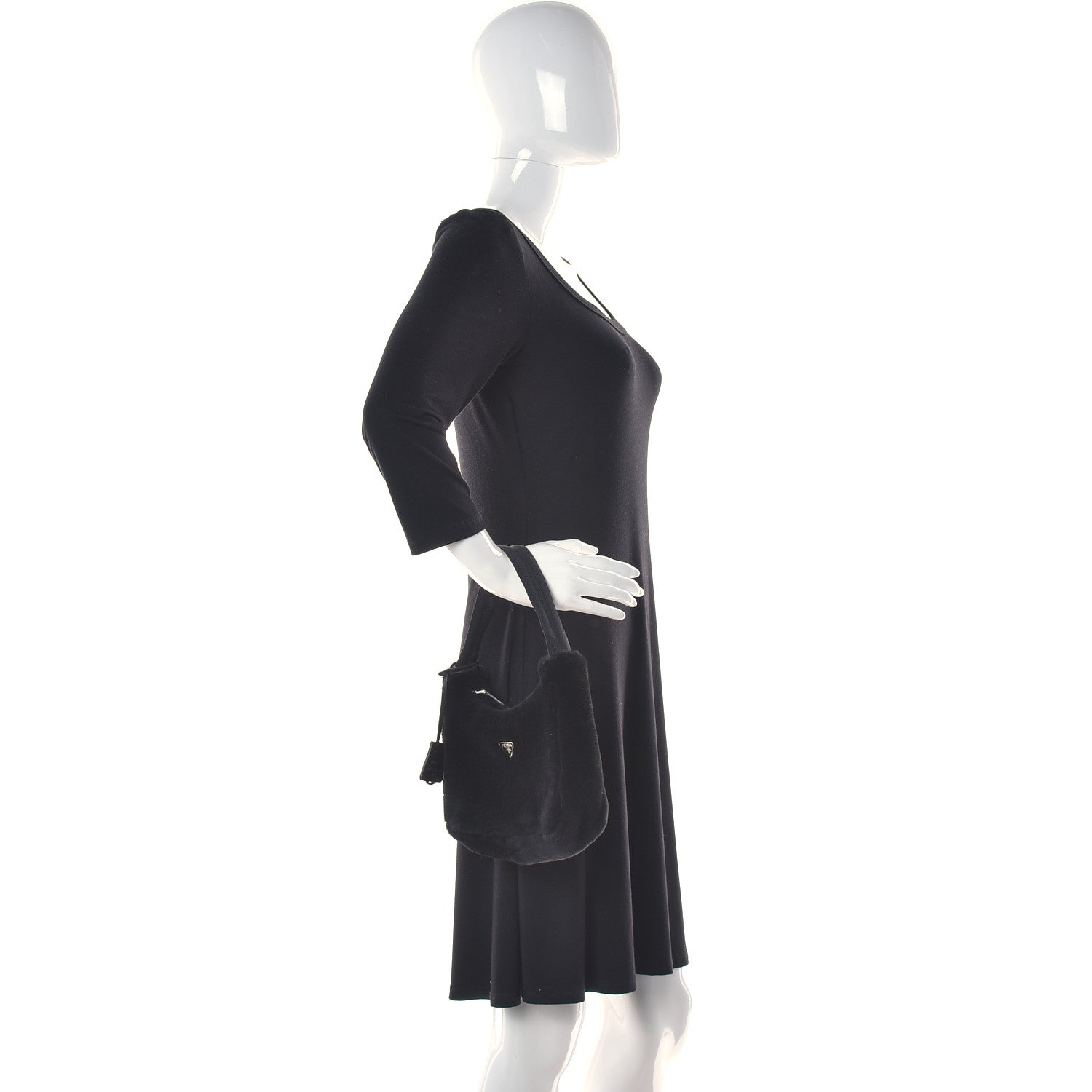 Prada Shearling Mini Re-Edition 2000 Bag Black 2 of 11