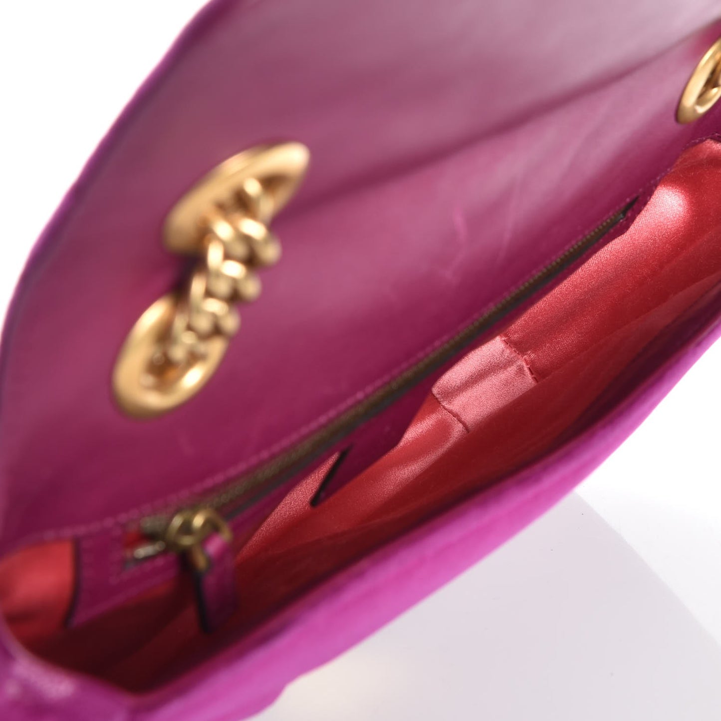 Velvet Matelasse Small GG Marmont Shoulder Bag Fuchsia Violet Cyclamen