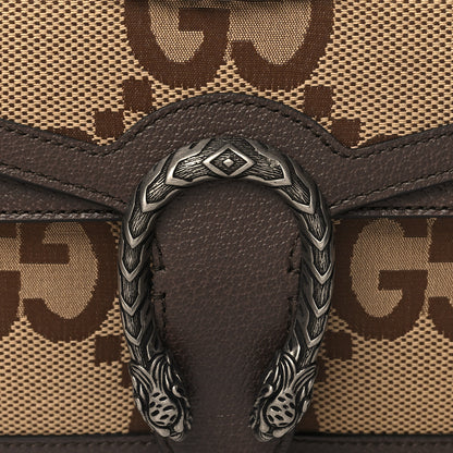 Gucci Monogram Jumbo GG Textured Dollar Calfskin Small Dionysus Shoulder Bag Camel Ebony New Acero 9 of 11