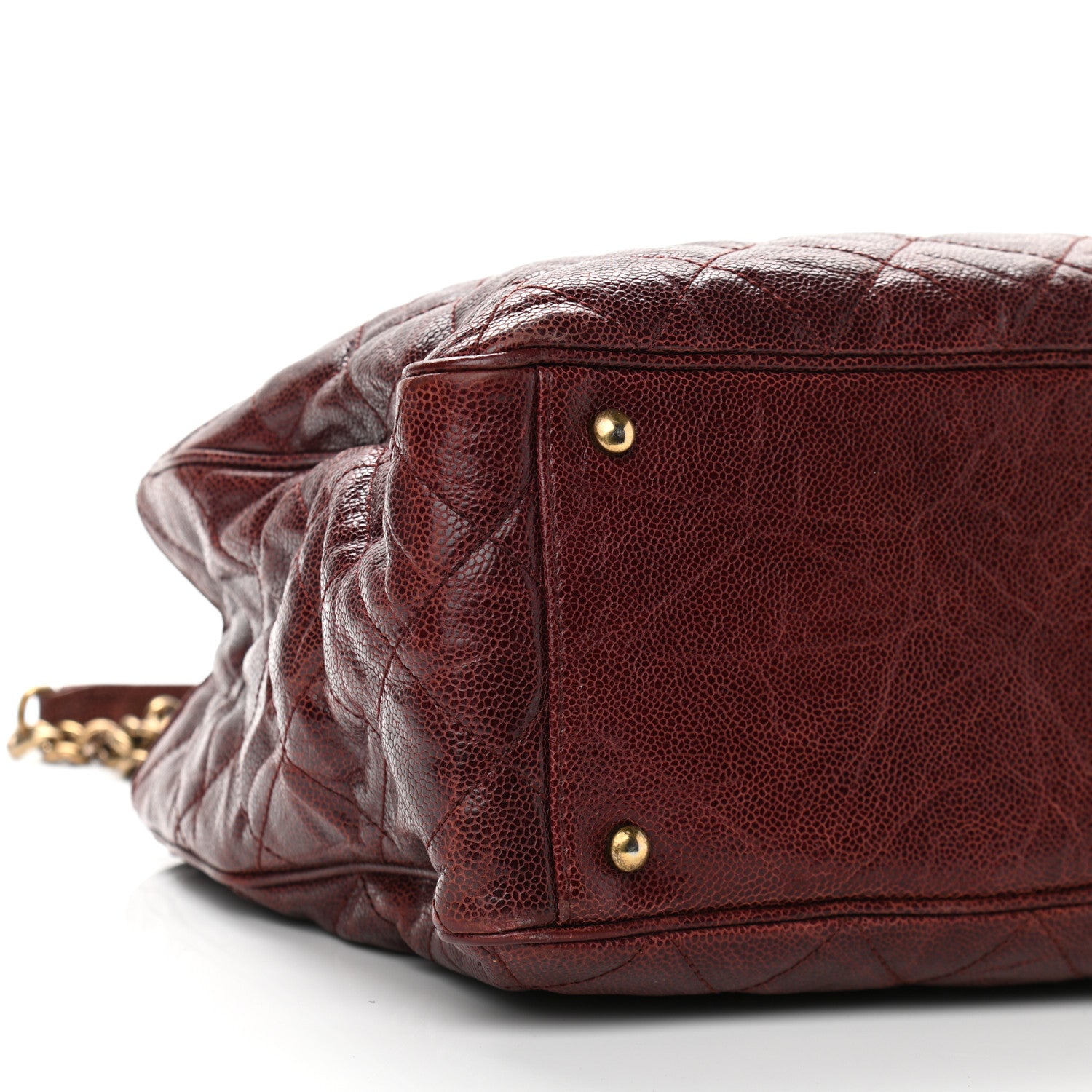 Chanel Glazed Caviar Quilted Small Shiva Tote Burgundy 9 of 10