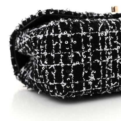 Chanel Tweed Quilted Mini Top Handle Rectangular Flap Black White 9 of 11