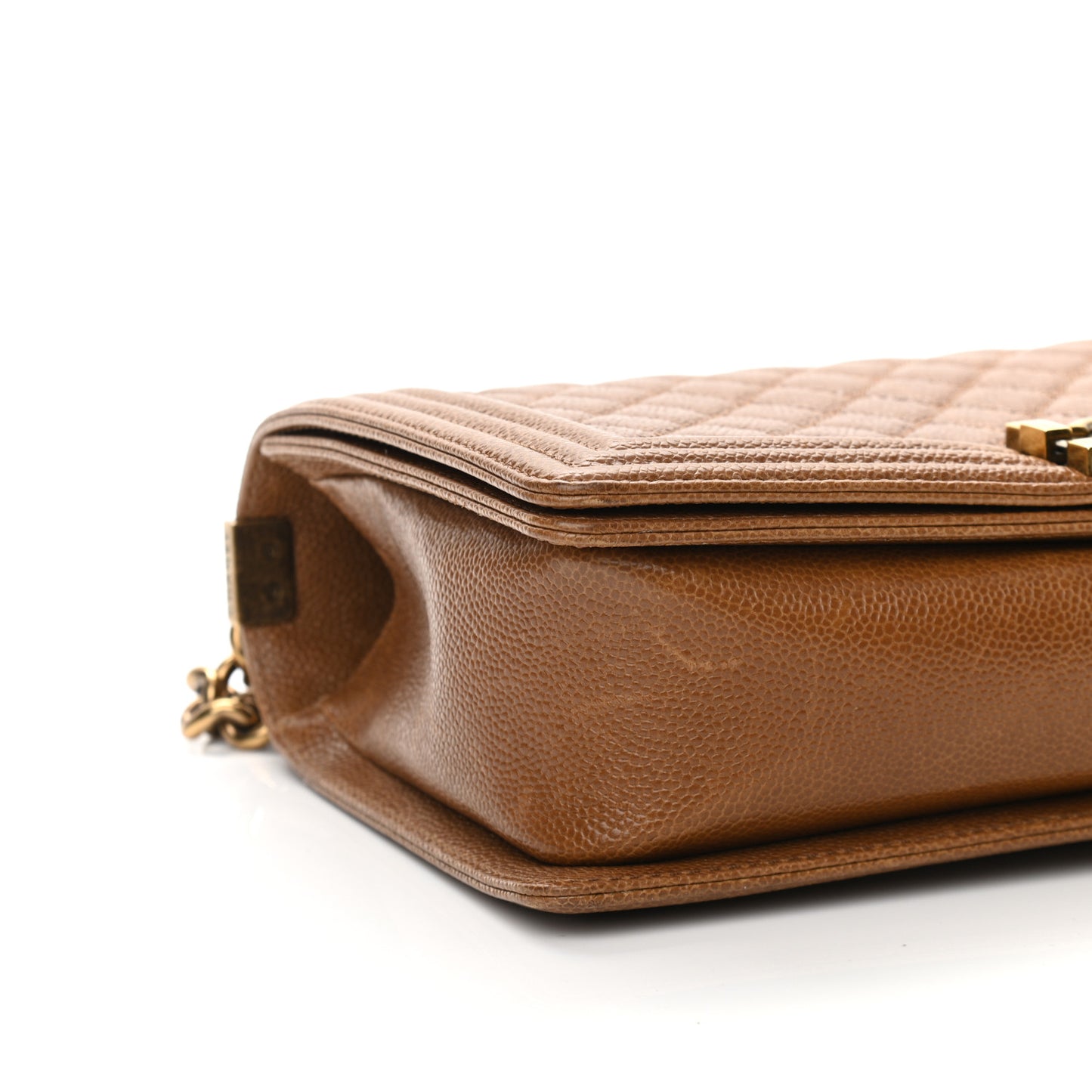Caviar Quilted New Medium Boy Flap Light Brown