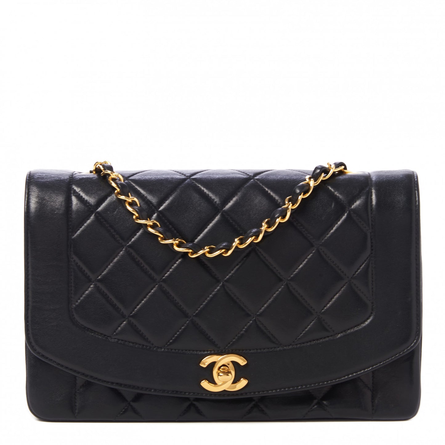 Lambskin Quilted Medium Single Flap Black