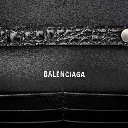 Balenciaga Shiny Calfskin Monochrome Crocodile Embossed Hourglass Chain Bag 1000 6 of 9