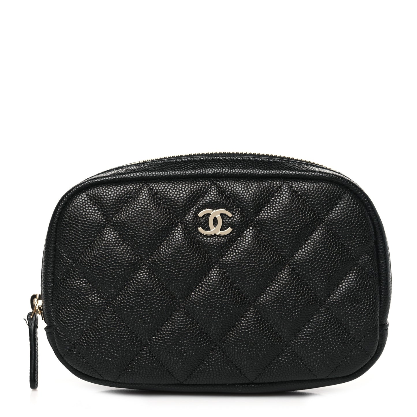 Caviar Quilted Small Curvy Pouch Cosmetic Case Black