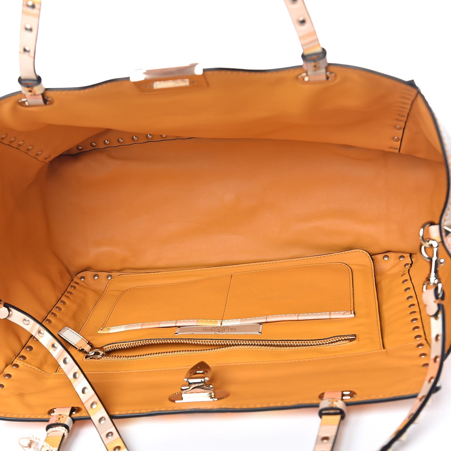 Valentino Garavani Vitello Native Couture 1975 Medium Rockstud Tote Mandarin Sorbet 5 of 11