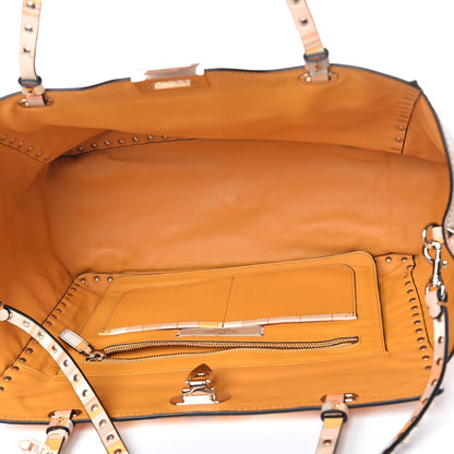 Valentino Garavani Vitello Native Couture 1975 Medium Rockstud Tote Mandarin Sorbet 5 of 11