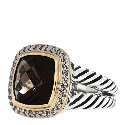 David Yurman Sterling Silver 18K Yellow Gold Diamond Smoky Quartz 11mm Albion Ring 54 6.75 3 of 5
