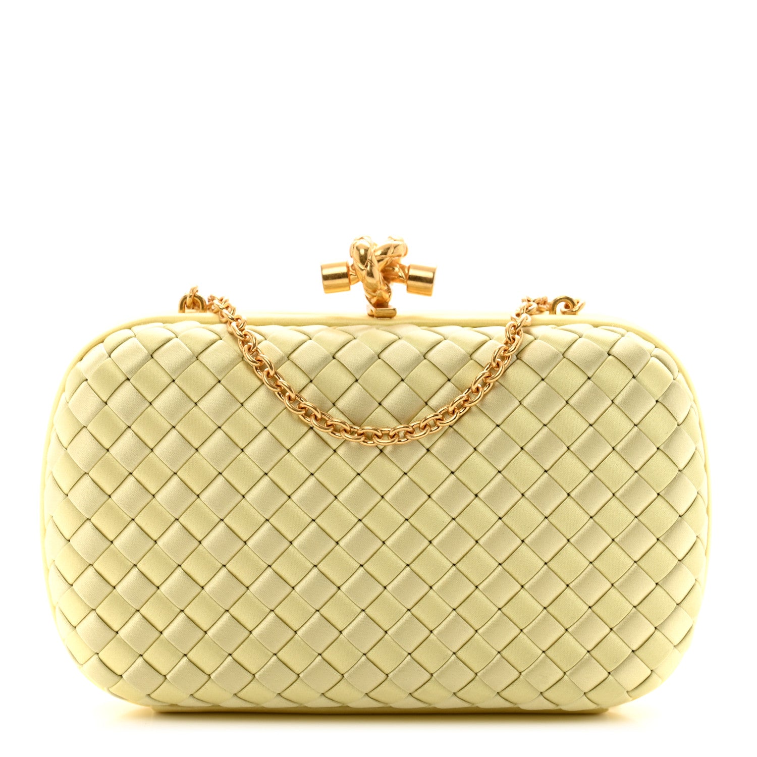 Bottega Veneta Satin Ayers Intrecciato Chain Knot Clutch Duchesse 1 of 9