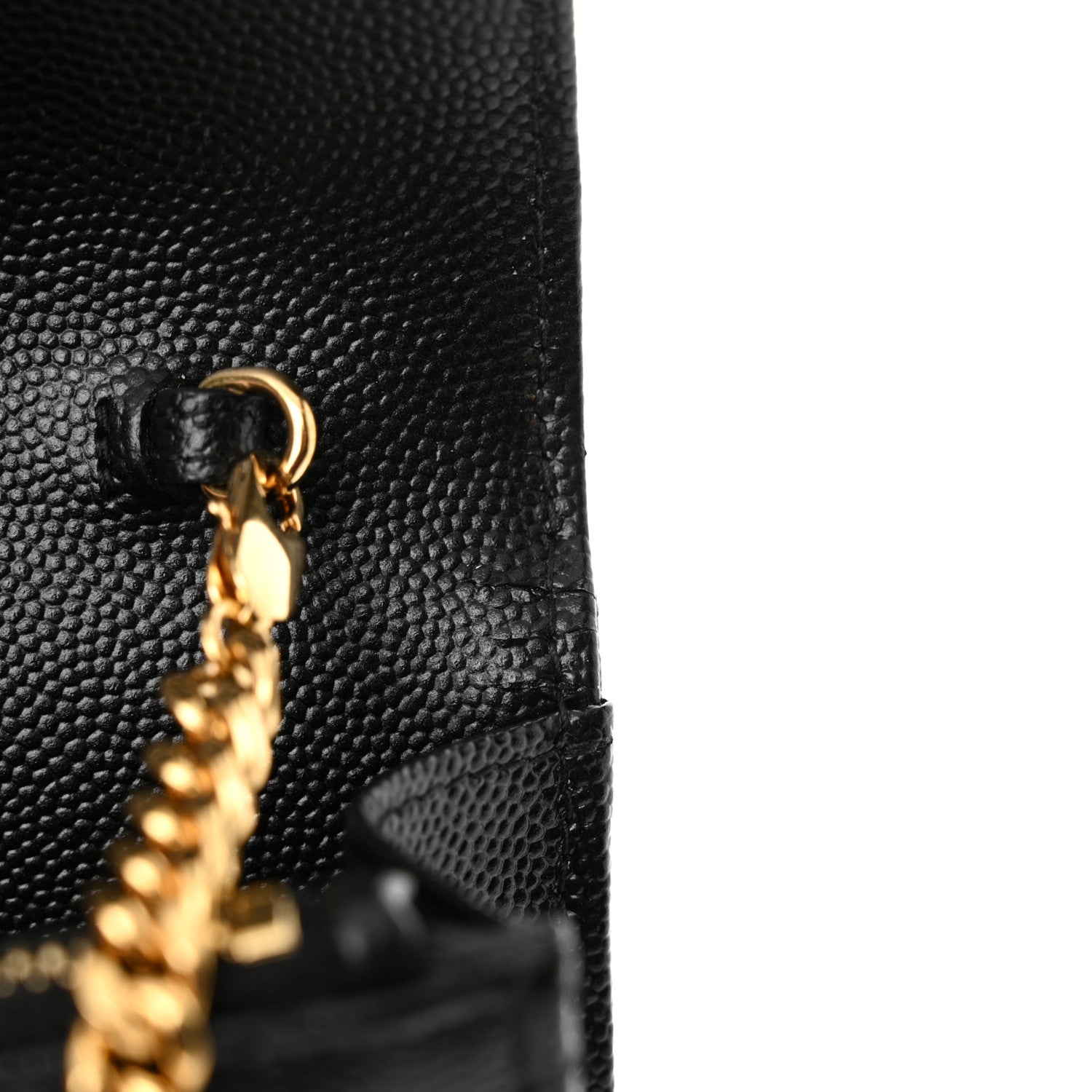 Saint Laurent Grain De Poudre Matelasse Chevron Monogram Envelope Chain Wallet Black 11 of 13