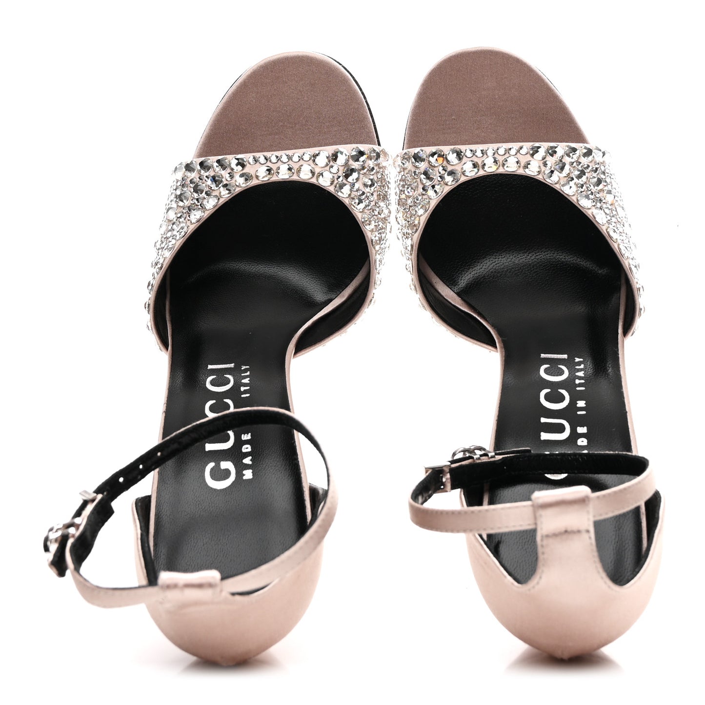 Satin Crystal Ankle Strap Sandal Pumps 39.5 Skin Rose